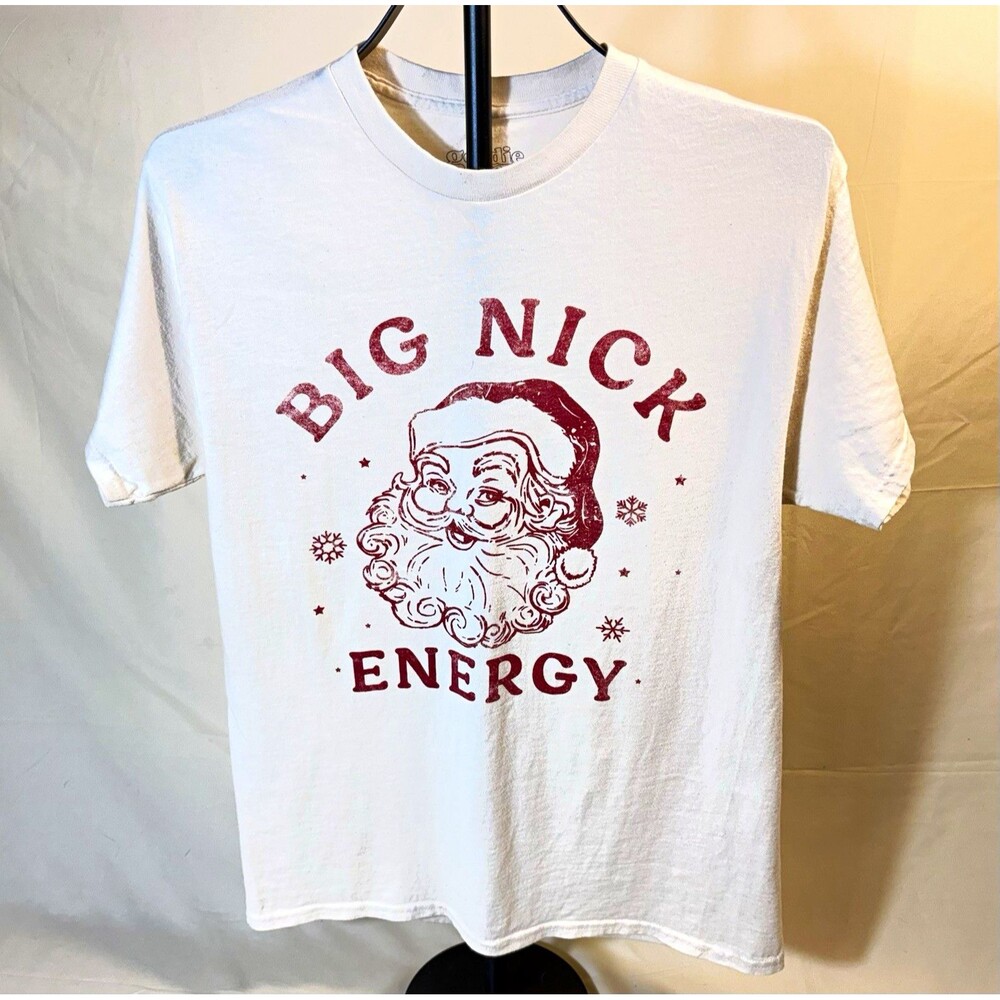 Goodie Two Sleeves Big Nick Energy Santa White Cotton Crew Neck Tee Size M